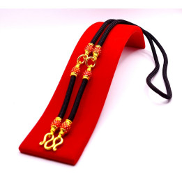 Red Enamel Amulet Necklace 24K Gold Plated