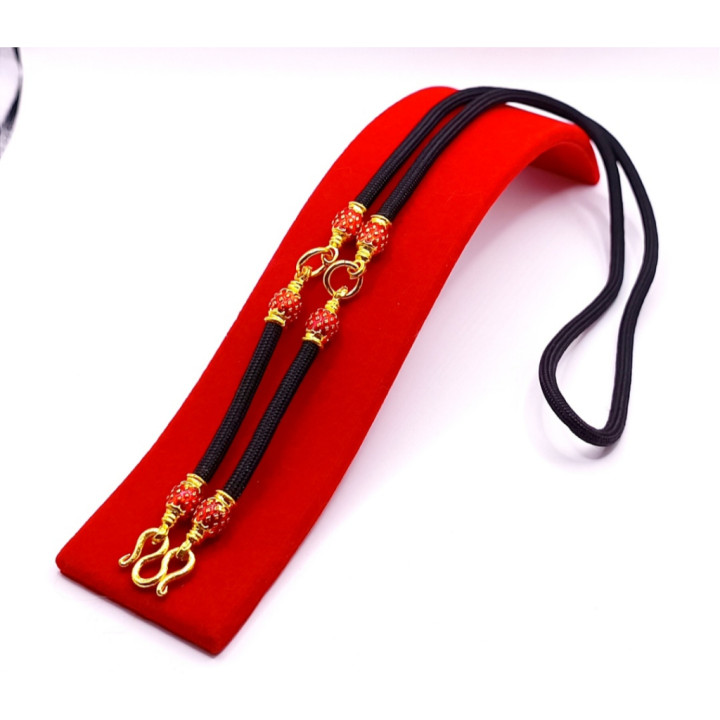 Red Enamel Amulet Necklace 24K Gold Plated