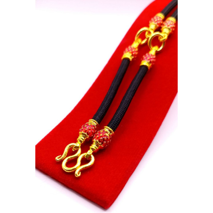 Red Enamel Amulet Necklace 24K Gold Plated