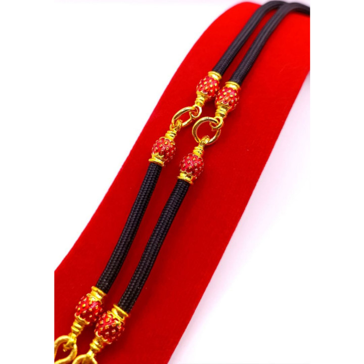 Red Enamel Amulet Necklace 24K Gold Plated