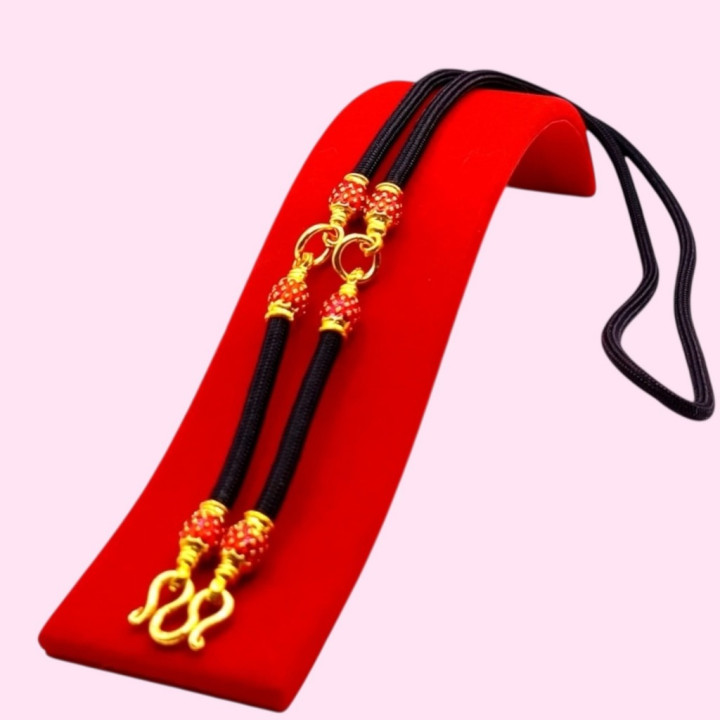 Red Enamel Amulet Necklace 24K Gold Plated
