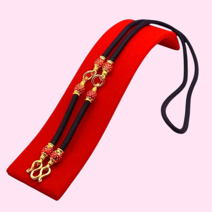Red Enamel Amulet Necklace 24K Gold Plated