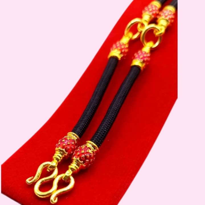 Red Enamel Amulet Necklace 24K Gold Plated