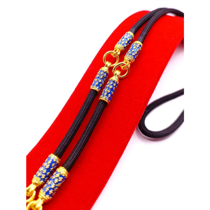 Blue Enamel Cylinder Amulet Necklace 24