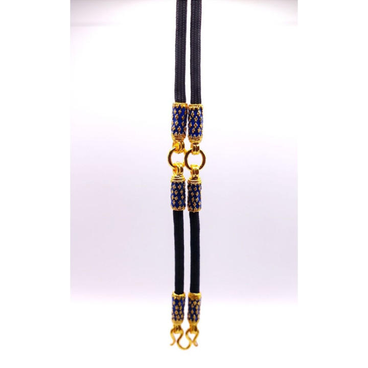 Blue Enamel Cylinder Amulet Necklace 24