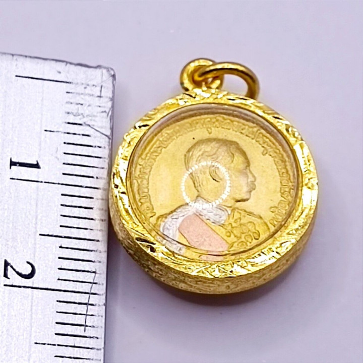 King Rama 5 Buddha Chinnarat Gold Plated Pendant