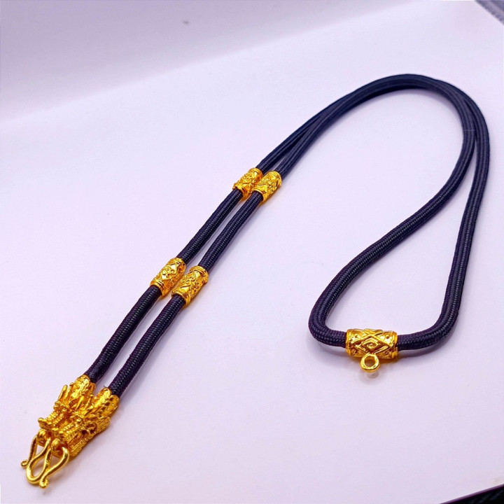 Dragon Head Amulet Necklace Gold Plated 24