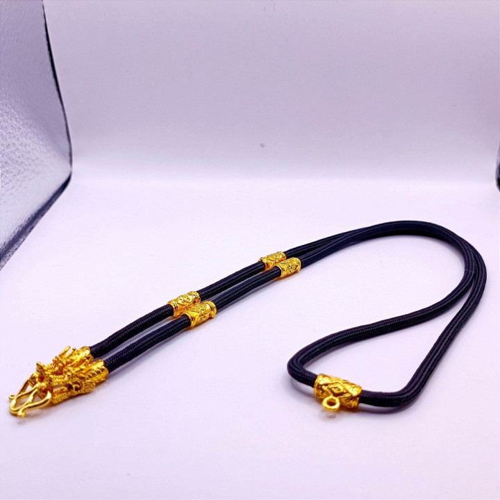 Dragon Head Amulet Necklace Gold Plated 24