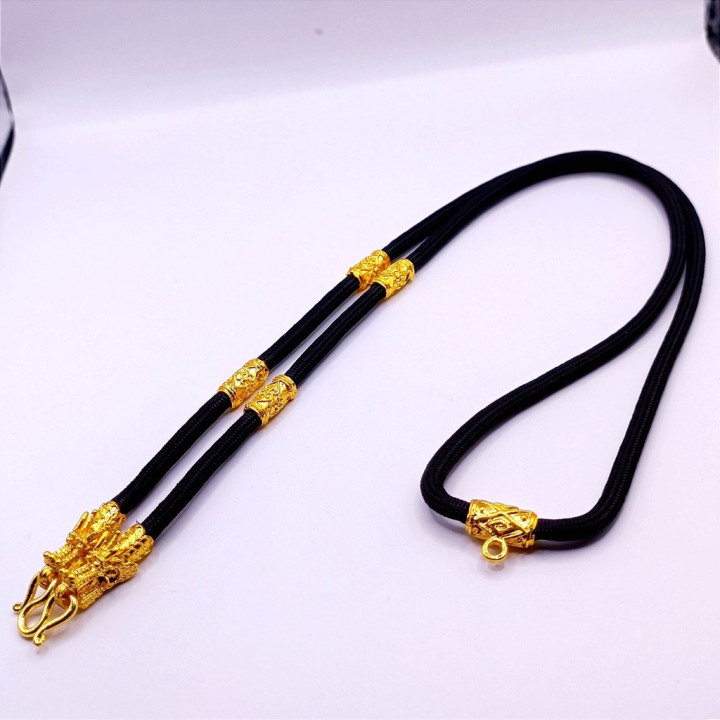 Dragon Head Amulet Necklace Gold Plated 24