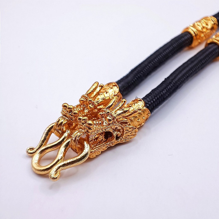 Dragon Head Amulet Necklace Gold Plated 24