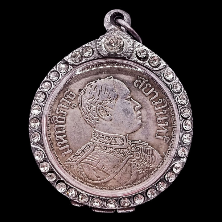 King Rama 5 Elephant Amulet Pendant Silver