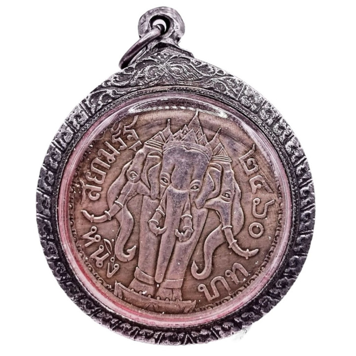 King Rama 5 Elephant Amulet Pendant Silver