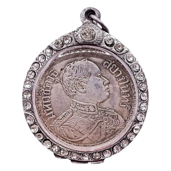 King Rama 5 Elephant Amulet Pendant Silver