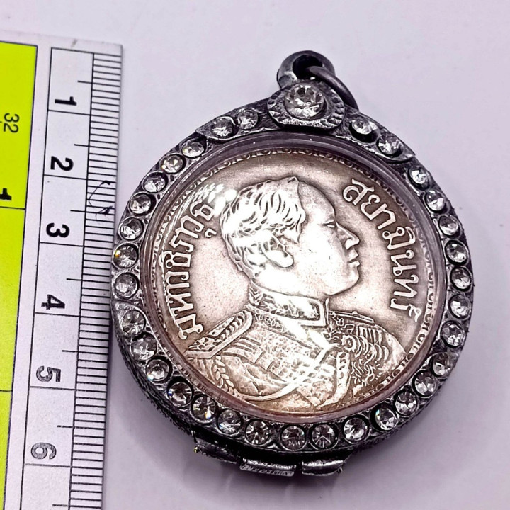 King Rama 5 Elephant Amulet Pendant Silver