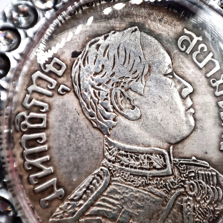 King Rama 5 Elephant Amulet Pendant Silver