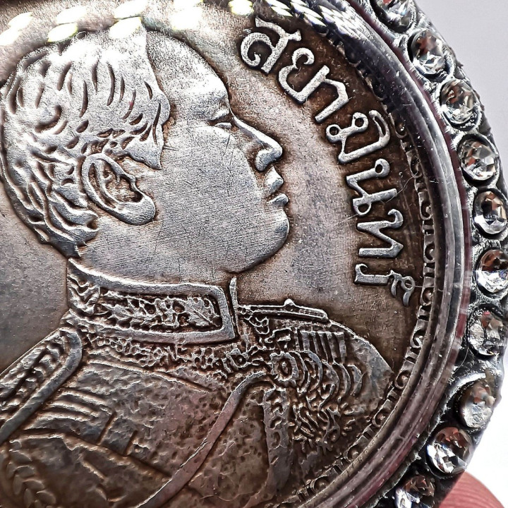 King Rama 5 Elephant Amulet Pendant Silver