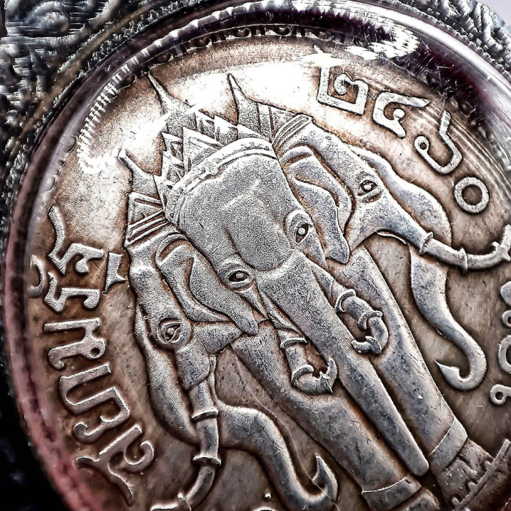 King Rama 5 Elephant Amulet Pendant Silver