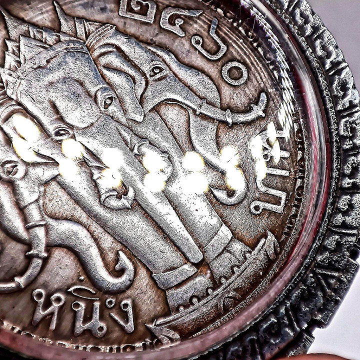 King Rama 5 Elephant Amulet Pendant Silver