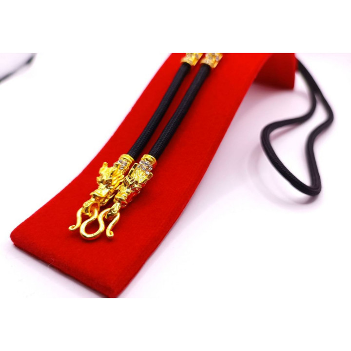 Dragon Head Amulet Necklace 24K Gold Plated