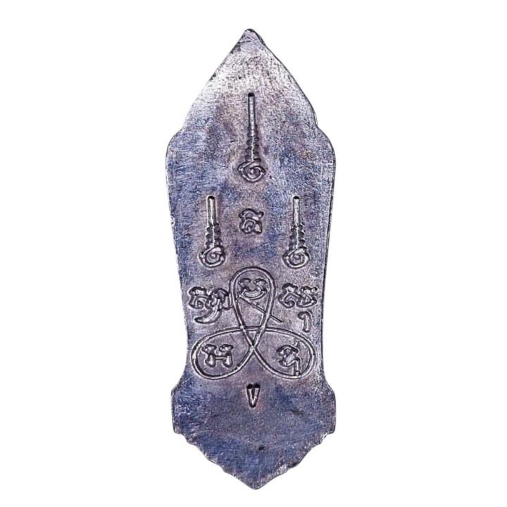 Walking Buddha Amulet Pendant Silver Mask Tin