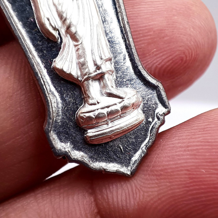 Walking Buddha Amulet Pendant Silver Mask Tin