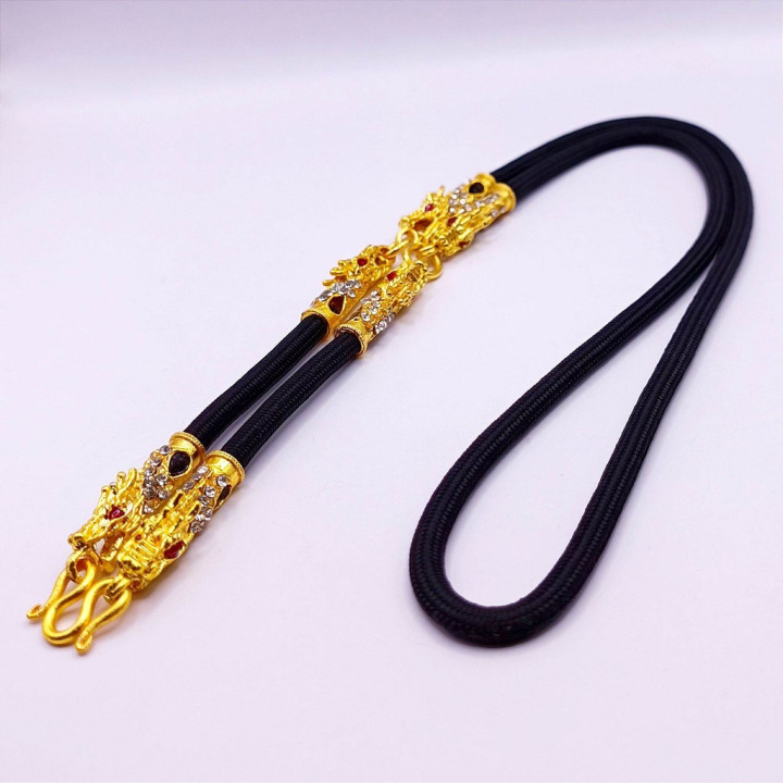 24K Gold Plated Dragon Head Amulet Necklace