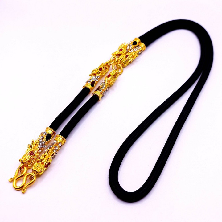 24K Gold Plated Dragon Head Amulet Necklace