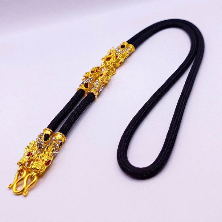 24K Gold Plated Dragon Head Amulet Necklace