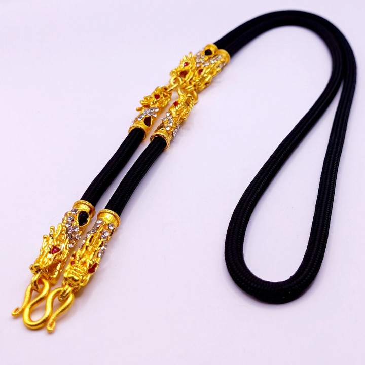 24K Gold Plated Dragon Head Amulet Necklace