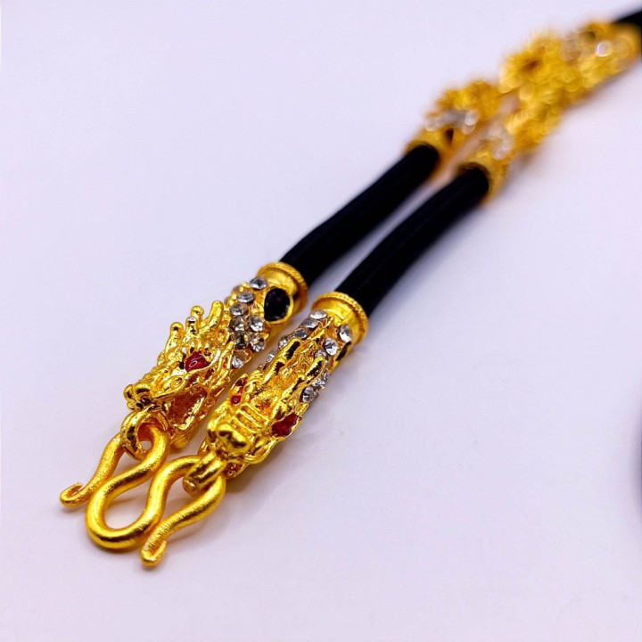 24K Gold Plated Dragon Head Amulet Necklace