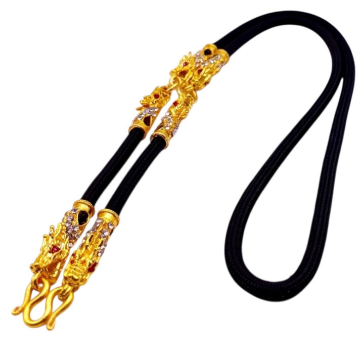 24K Gold Plated Dragon Head Amulet Necklace