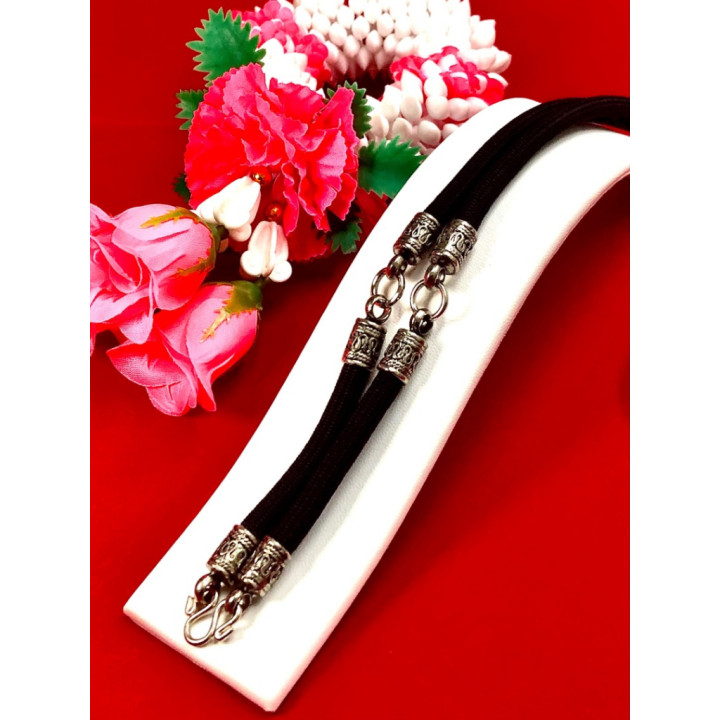 Rope Necklace with Blackened Stainless Steel Clasp