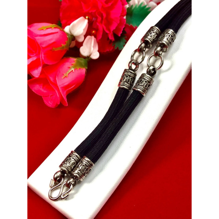 Rope Necklace with Blackened Stainless Steel Clasp