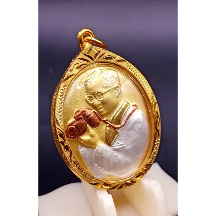 King Rama IX Camera Coin Pendant Gold Plated