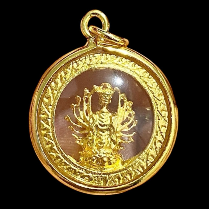 Kuan Yin Thousand Arms 24K Gold Plated Pendant