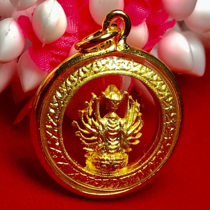 Kuan Yin Thousand Arms 24K Gold Plated Pendant
