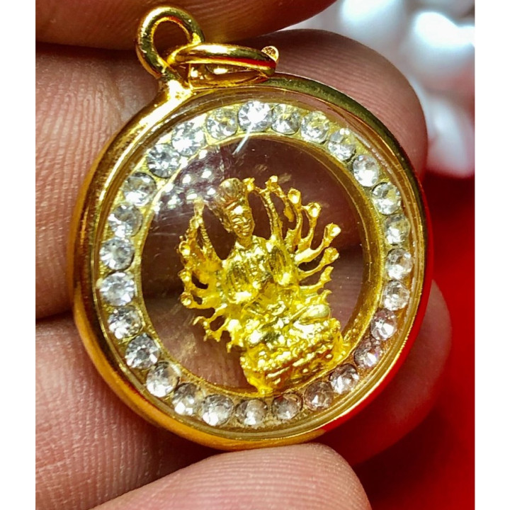 Kuan Yin Thousand Arms 24K Gold Plated Pendant