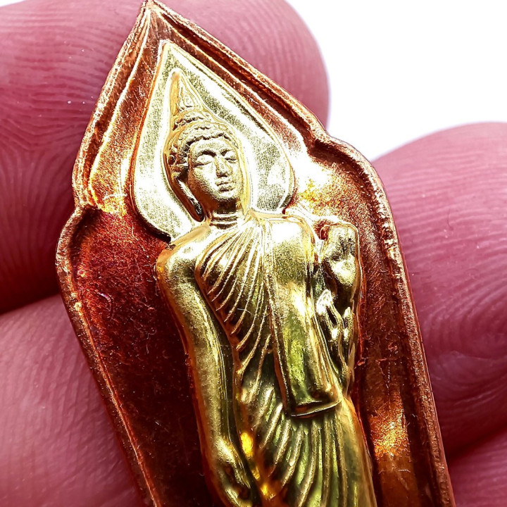25th Century Buddha Amulet Copper Gold Mask BE 2500