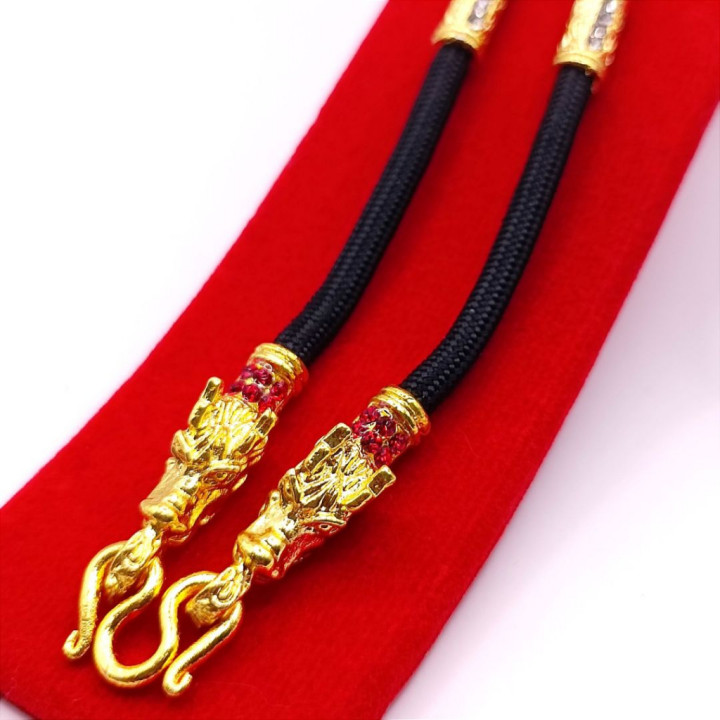 Dragon Head Amulet Rope Necklace 24 inch