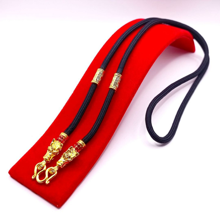 Dragon Head Amulet Rope Necklace 24 inch