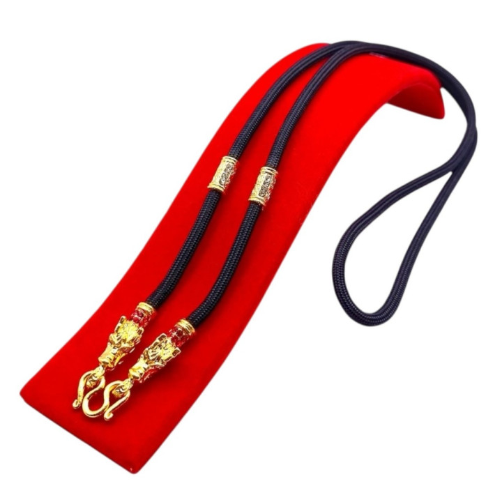 Dragon Head Amulet Rope Necklace 24 inch