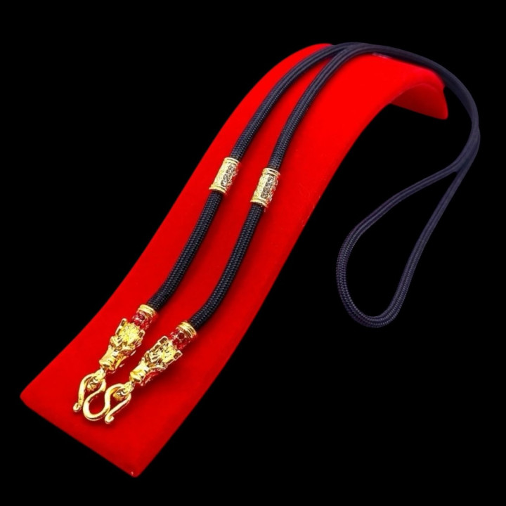 Dragon Head Amulet Rope Necklace 24 inch