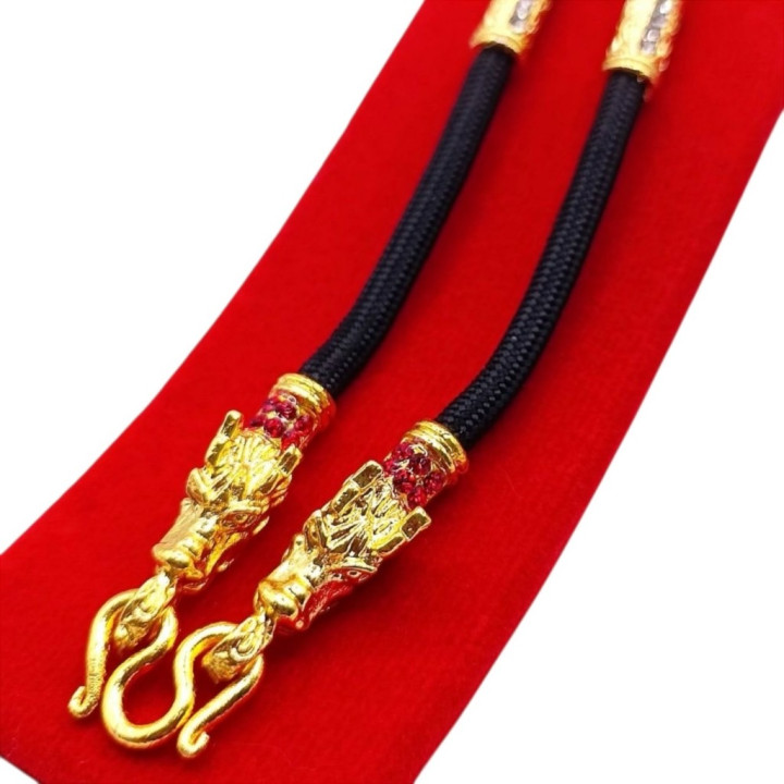 Dragon Head Amulet Rope Necklace 24 inch
