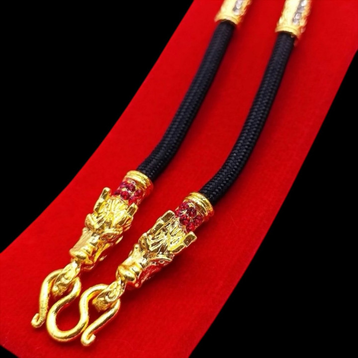 Dragon Head Amulet Rope Necklace 24 inch