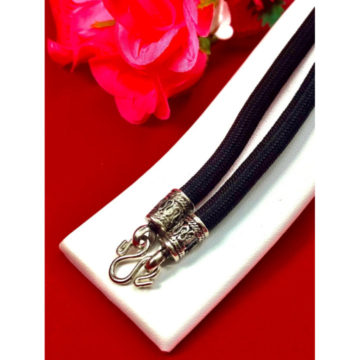 Rope Cord Necklace Blackened Stainless Steel