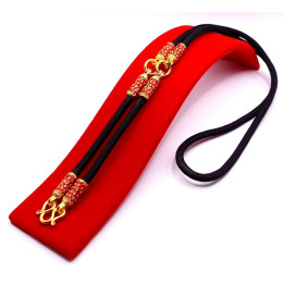 Red Enamel Cylinder Amulet Necklace 24 Inch