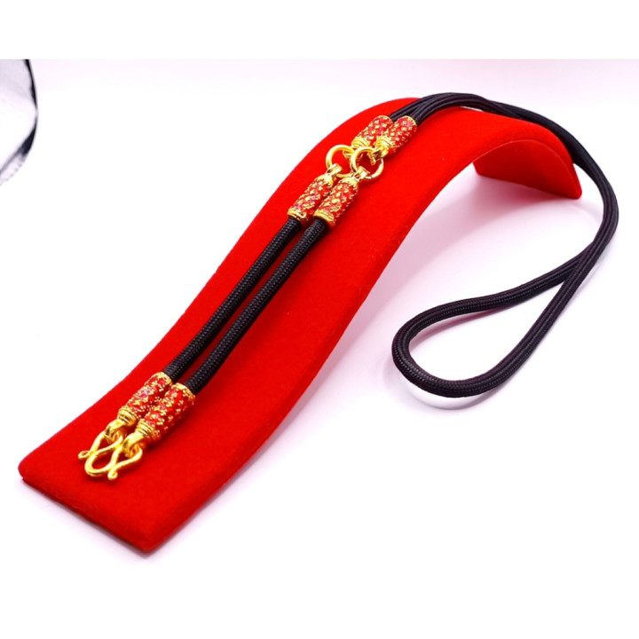 Red Enamel Cylinder Amulet Necklace 24 Inch