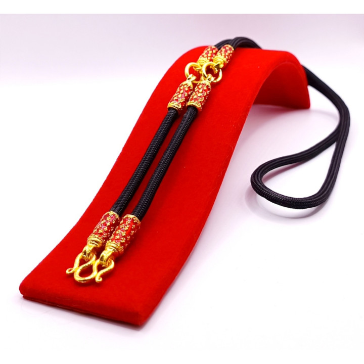 Red Enamel Cylinder Amulet Necklace 24 Inch