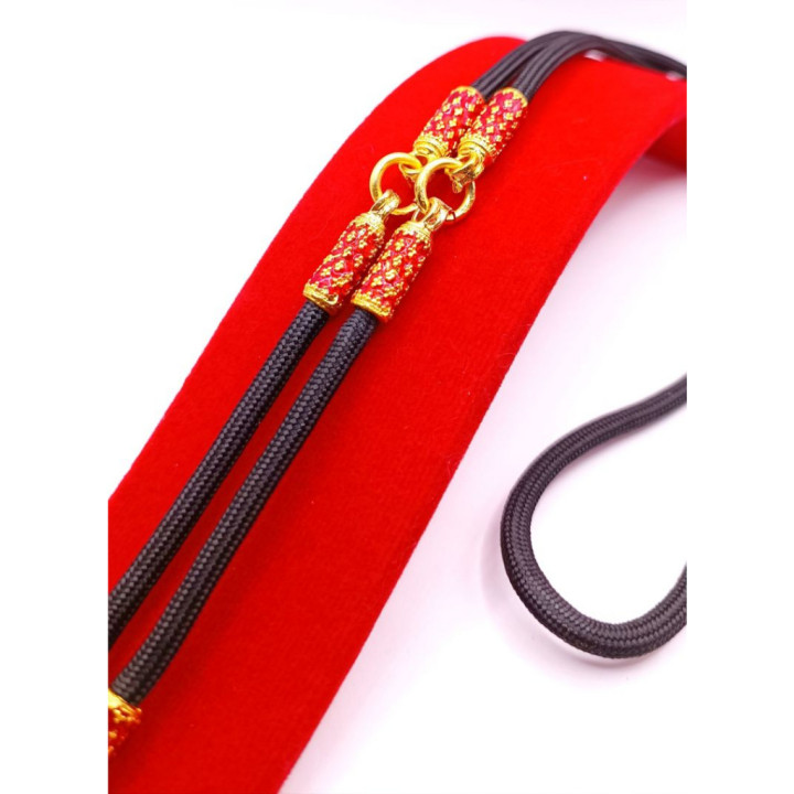 Red Enamel Cylinder Amulet Necklace 24 Inch