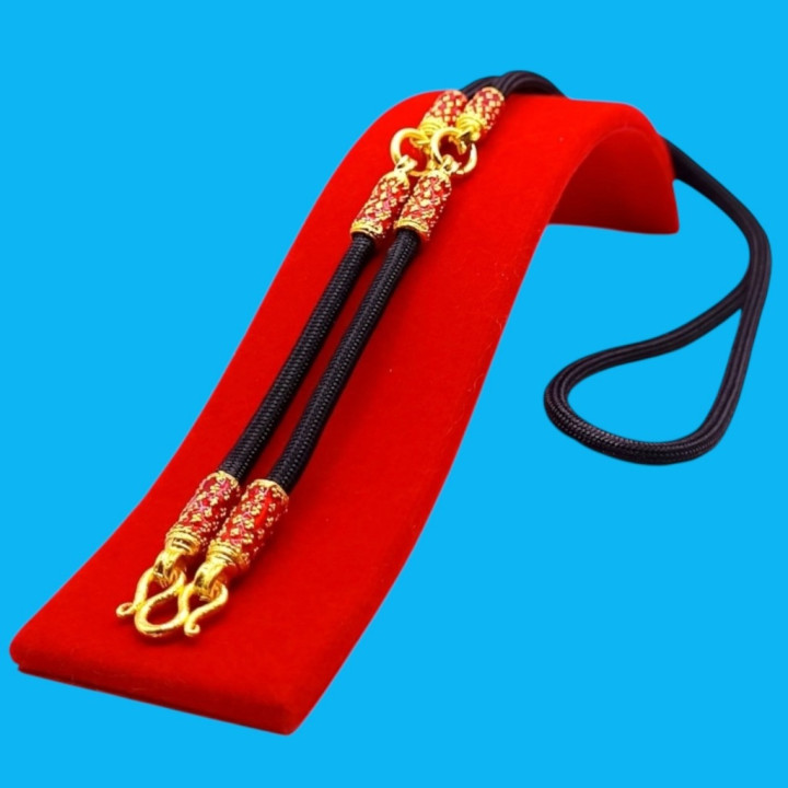 Red Enamel Cylinder Amulet Necklace 24 Inch